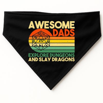 Awesome Dads Explore Dungeons DM RPG Dice Dragon USA-Made Doggie Bandana