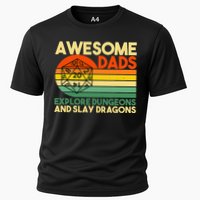 Awesome Dads Explore Dungeons DM RPG Dice Dragon Performance Shirt