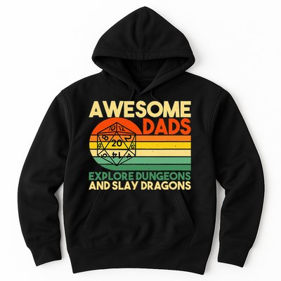 Awesome Dads Explore Dungeons DM RPG Dice Dragon Hoodie