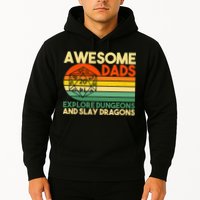 Awesome Dads Explore Dungeons DM RPG Dice Dragon Hoodie
