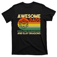 Awesome Dads Explore Dungeons DM RPG Dice Dragon T-Shirt