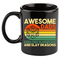 Awesome Dads Explore Dungeons DM RPG Dice Dragon 11oz C Handle Ceramic Mug