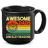 Awesome Dads Explore Dungeons DM RPG Dice Dragon 15oz Campfire Ceramic Mug