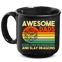Awesome Dads Explore Dungeons DM RPG Dice Dragon 15oz Campfire Ceramic Mug