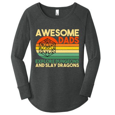 Awesome Dads Explore Dungeons DM RPG Dice Dragon Women's Perfect Tri Tunic Long Sleeve Shirt