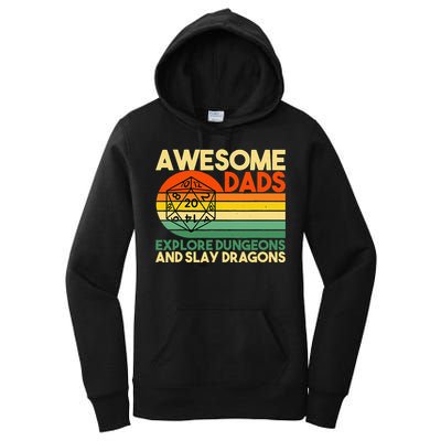 Awesome Dads Explore Dungeons DM RPG Dice Dragon Women's Pullover Hoodie