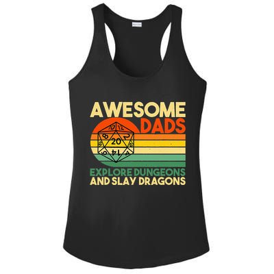 Awesome Dads Explore Dungeons DM RPG Dice Dragon Ladies PosiCharge Competitor Racerback Tank
