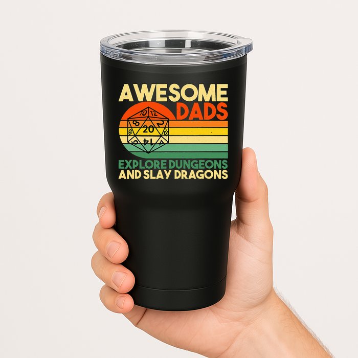 Awesome Dads Explore Dungeons DM RPG Dice Dragon Tumbler