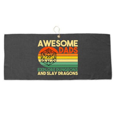 Awesome Dads Explore Dungeons DM RPG Dice Dragon Large Microfiber Waffle Golf Towel