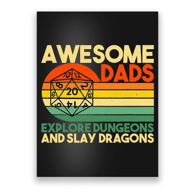 Awesome Dads Explore Dungeons DM RPG Dice Dragon Poster