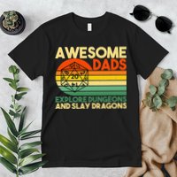Awesome Dads Explore Dungeons DM RPG Dice Dragon Premium T-Shirt