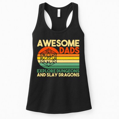 Awesome Dads Explore Dungeons DM RPG Dice Dragon Womens Tank Top