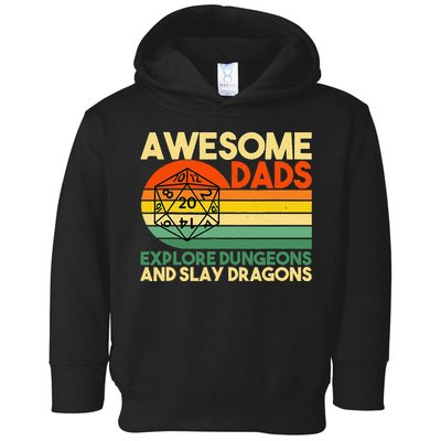 Awesome Dads Explore Dungeons DM RPG Dice Dragon Toddler Hoodie