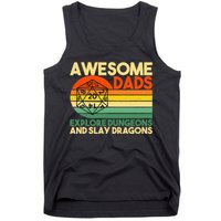 Awesome Dads Explore Dungeons DM RPG Dice Dragon Tank Top