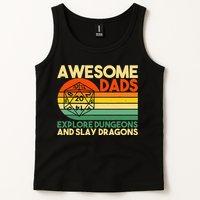 Awesome Dads Explore Dungeons DM RPG Dice Dragon Tank Top