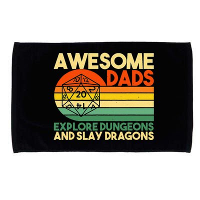 Awesome Dads Explore Dungeons DM RPG Dice Dragon Microfiber Hand Towel