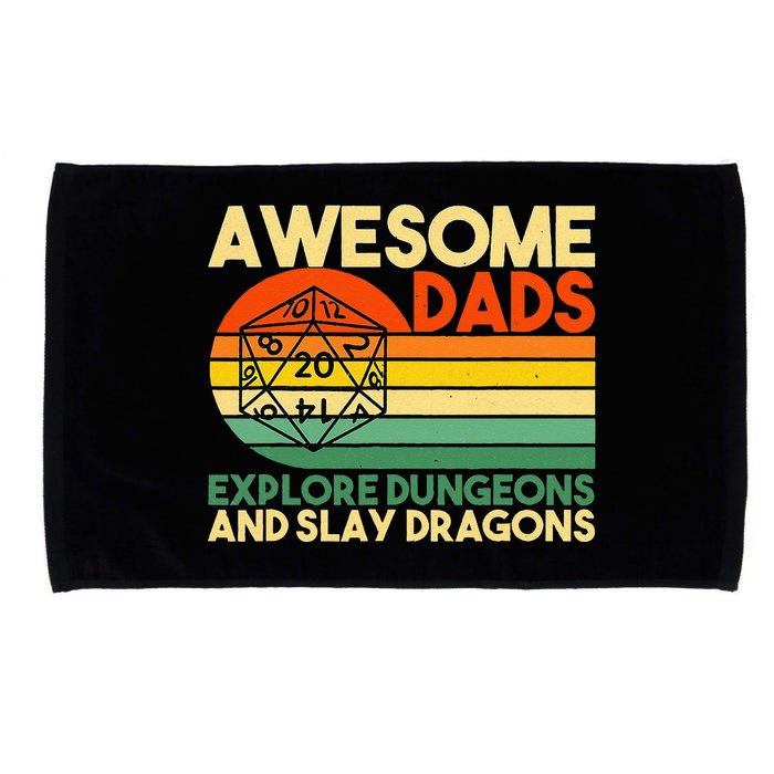 Awesome Dads Explore Dungeons DM RPG Dice Dragon Microfiber Hand Towel