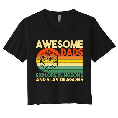 Awesome Dads Explore Dungeons DM RPG Dice Dragon Crop Top