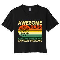 Awesome Dads Explore Dungeons DM RPG Dice Dragon Crop Top