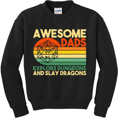 Awesome Dads Explore Dungeons DM RPG Dice Dragon Kids Sweatshirt
