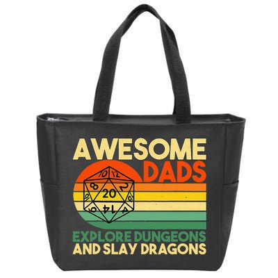 Awesome Dads Explore Dungeons DM RPG Dice Dragon Zip Tote Bag