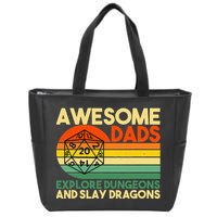 Awesome Dads Explore Dungeons DM RPG Dice Dragon Zip Tote Bag