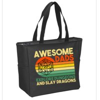 Awesome Dads Explore Dungeons DM RPG Dice Dragon Zip Tote Bag