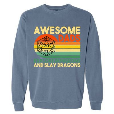 Awesome Dads Explore Dungeons DM RPG Dice Dragon Garment-Dyed Sweatshirt