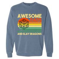 Awesome Dads Explore Dungeons DM RPG Dice Dragon Garment-Dyed Sweatshirt