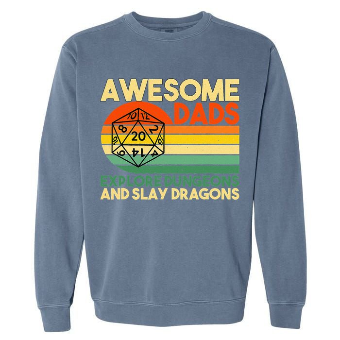 Awesome Dads Explore Dungeons DM RPG Dice Dragon Garment-Dyed Sweatshirt