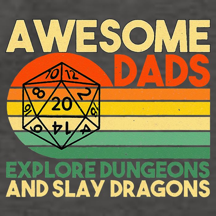 Awesome Dads Explore Dungeons DM RPG Dice Dragon Vector Backpack