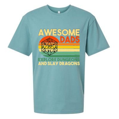 Awesome Dads Explore Dungeons DM RPG Dice Dragon Sueded Cloud Jersey T-Shirt