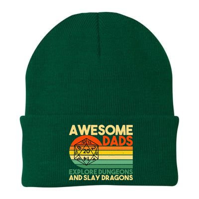 Awesome Dads Explore Dungeons DM RPG Dice Dragon Knit Cap Winter Beanie