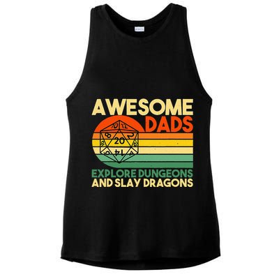 Awesome Dads Explore Dungeons DM RPG Dice Dragon Ladies PosiCharge Tri-Blend Wicking Tank