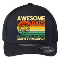 Awesome Dads Explore Dungeons DM RPG Dice Dragon Flexfit Unipanel Trucker Cap