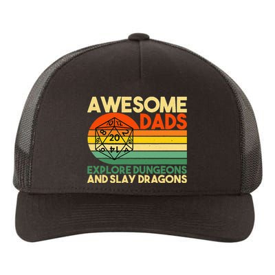 Awesome Dads Explore Dungeons DM RPG Dice Dragon Yupoong Adult 5-Panel Trucker Hat