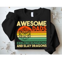 Awesome Dads Explore Dungeons DM RPG Dice Dragon Sweatshirt