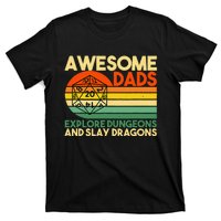 Awesome Dads Explore Dungeons DM RPG Dice Dragon T-Shirt