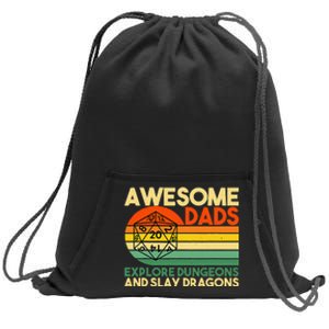 Awesome Dads Explore Dungeons DM RPG Dice Dragon Sweatshirt Cinch Pack Bag