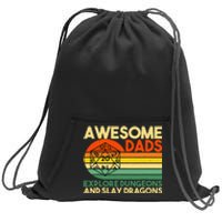 Awesome Dads Explore Dungeons DM RPG Dice Dragon Sweatshirt Cinch Pack Bag