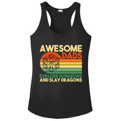 Awesome Dads Explore Dungeons DM RPG Dice Dragon Ladies PosiCharge Competitor Racerback Tank