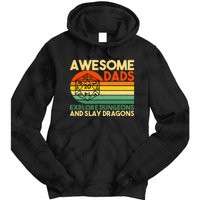 Awesome Dads Explore Dungeons DM RPG Dice Dragon Tie Dye Hoodie