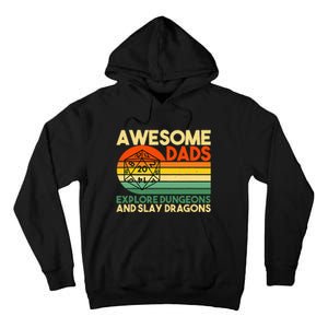 Awesome Dads Explore Dungeons DM RPG Dice Dragon Tall Hoodie