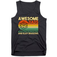 Awesome Dads Explore Dungeons DM RPG Dice Dragon Tank Top