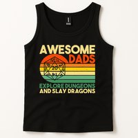 Awesome Dads Explore Dungeons DM RPG Dice Dragon Tank Top
