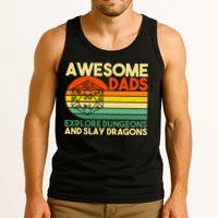 Awesome Dads Explore Dungeons DM RPG Dice Dragon Tank Top