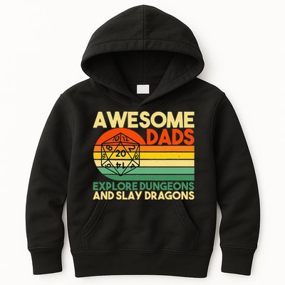 Awesome Dads Explore Dungeons DM RPG Dice Dragon Kids Hoodie