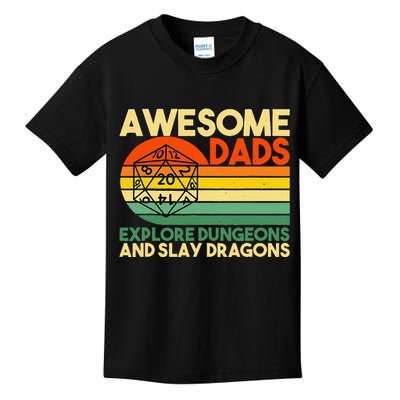 Awesome Dads Explore Dungeons DM RPG Dice Dragon Kids T-Shirt