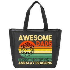 Awesome Dads Explore Dungeons DM RPG Dice Dragon Zip Tote Bag