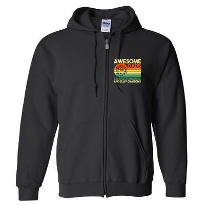 Awesome Dads Explore Dungeons DM RPG Dice Dragon Full Zip Hoodie